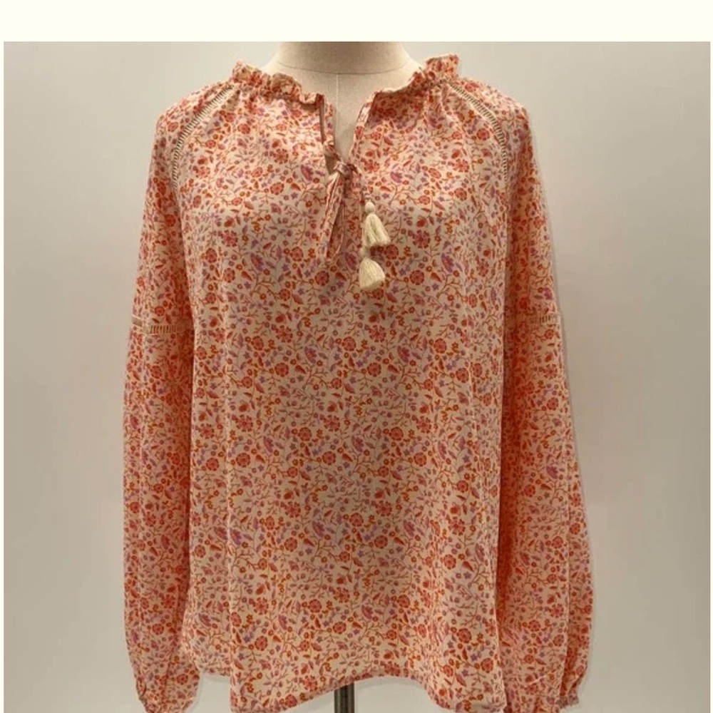 Sanctuary Peach/Orange Floral Print Long Sleeves Tunic Blouse- S